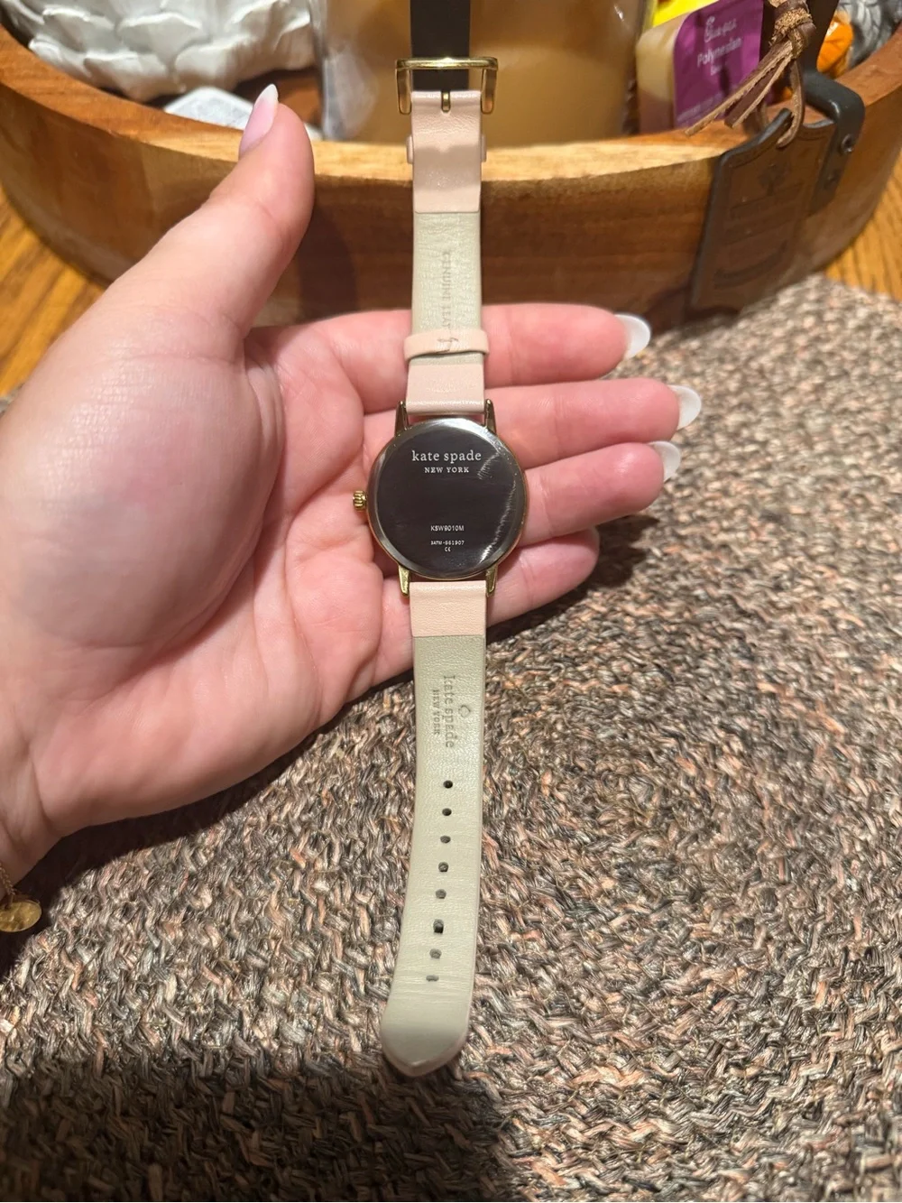 kate spade Pale Pink Leather Strap Watch with Gold Accents